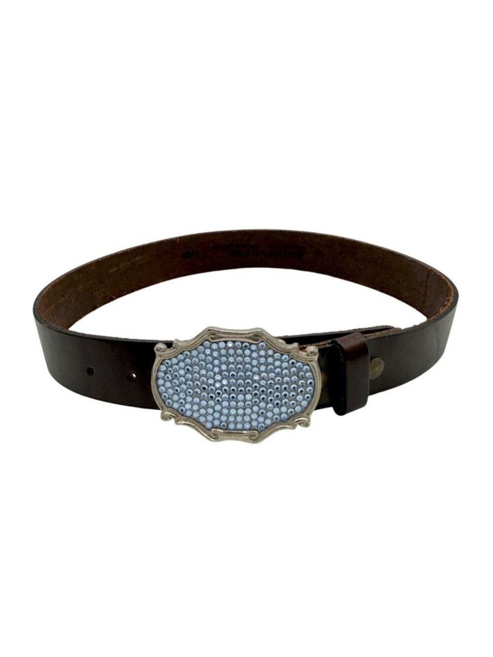 Leatherock Vintage Blue Swarovski crystal belt Brown - Size 32